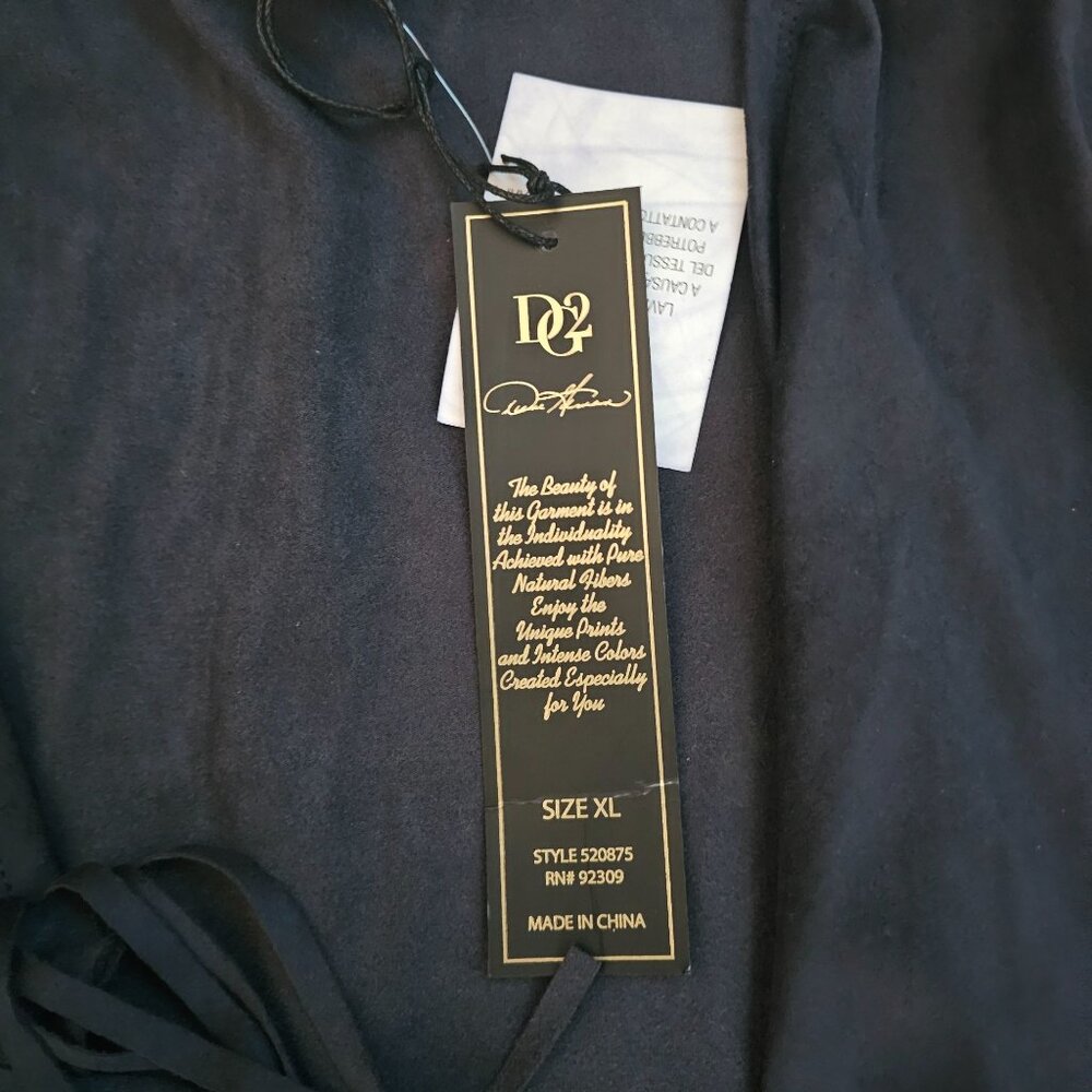 DG2 By Diane Gilman Women's Black Fringed Trim Open Front Cardigan Size XL NWT - Picture 9 of 13